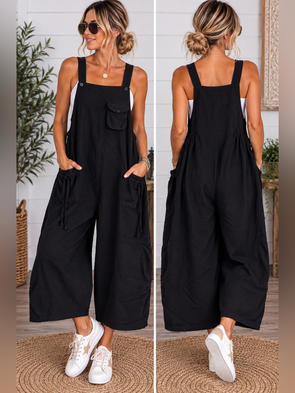 Evergreen Guardian Imports Women's Casual Wide-Leg Pocket Jumpsuit - Picture 1 of 2